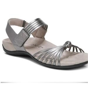 Vionic Talulah Sandals Womens 8.5 Pewter Metallic Leather Strappy Flat
EUC